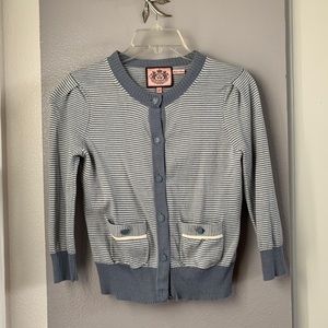 Juicy Couture Blue & White Striped Cardigan